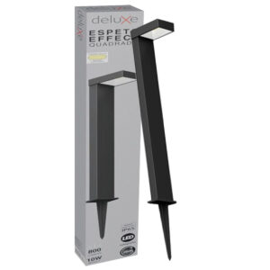 Luminária Espeto Led Jardim Quadrado Preto 10W Bivolt 3000K Luz Amarela 800Lm 140x83mm