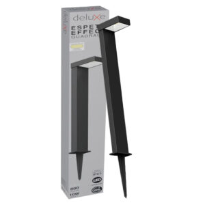 Luminária Espeto Led Jardim Quadrado Preto 10W Bivolt 4000K Luz Neutra 800Lm 140x83mm