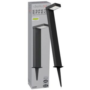 Luminária Espeto Led Jardim Quadrado Preto 10W Bivolt Luz Verde 140x83mm