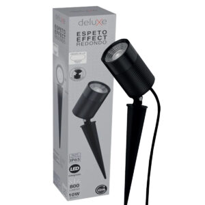 Luminária Espeto Led Jardim Redondo Preto 10W Bivolt 6500K Luz Branca 800Lm 80x54mm