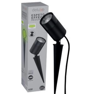 Luminária Espeto Led Jardim Redondo Preto 10W Bivolt Luz Verde 80x54mm
