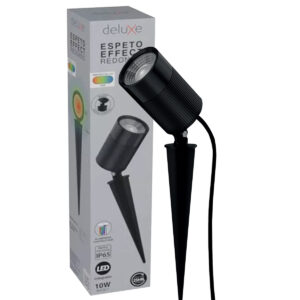 Luminária Espeto Led Jardim Redondo Preto 10W Bivolt Rgb 80x54mm