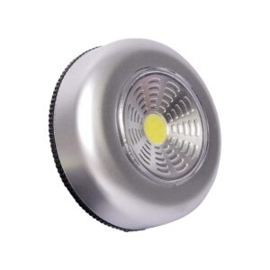 Luminária Botão Led Sobrepor Prata 0,5W 3 Pilhas AAA 1,5V 6500K Luz Branca Touch Led