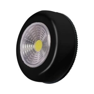 Luminária Botão Led Sobrepor Preto 0,5W 3 Pilhas AAA 1,5V 6500K Luz Branca Touch Led