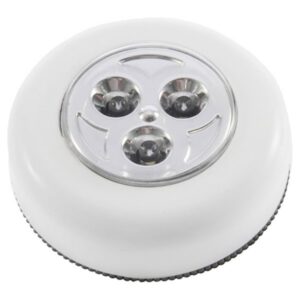 Luminária Botão Led Sobrepor Touch 3 LEDs Branco 6500K Luz Branca Com Pilhas Inclusas