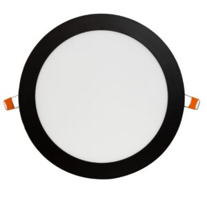 Luminária Painel Led Embutir Redonda Preto 18W Bivolt 6500K Luz Branca 1530Lm
