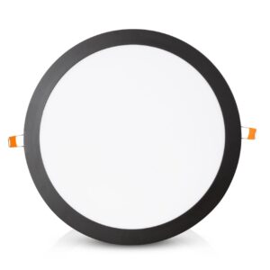 Luminária Painel Led Embutir Redondo Preto 24W Bivolt 6500K Luz Branca 2040Lm