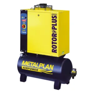 Compressor Parafuso 6HP 28,2 Pés 7 Bar 100 Litros 220V Monofásico ROTOR PLUS METALPLAN