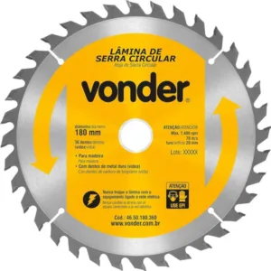 Lâmina de Serra Circular com 36 Dentes 180X20 4650180360 VONDER