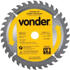 Lâmina de Serra Circular com 36 Dentes 185X20 4650185036 VONDER