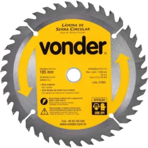 Lâmina de Serra Circular com 40 Dentes 185X20 4650185040 VONDER