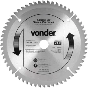 Lâmina de Serra Circular com 60 Dentes 185X20 4650060185 VONDER