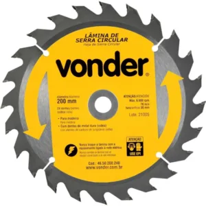 Lâmina de Serra Circular com 24 Dentes 200x30 4650200240 VONDER