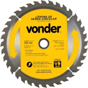 Lâmina de Serra Circular com 36 Dentes 235x30 4650235036 VONDER