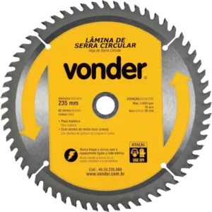 Lâmina de Serra Circular com 60 Dentes 235x30 4650235060 VONDER
