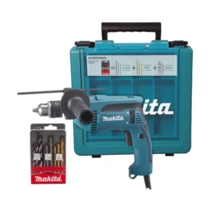 Furadeira de Impacto 1/2" 760W com Maleta e Kit de Brocas Makita: HP1640KX1
