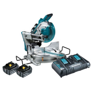 Serra Esquadria Brushless 10" 36V 4400 RPM com 2 Baterias 5.0Ah e Carregador Makita: DLS111PT2U