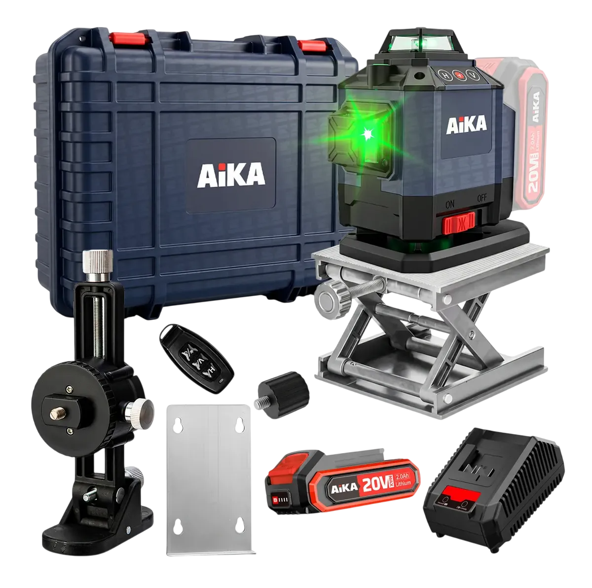 Nível a Laser Verde Aika 20V 16 Linhas 4D 360° com Bateria e Maleta