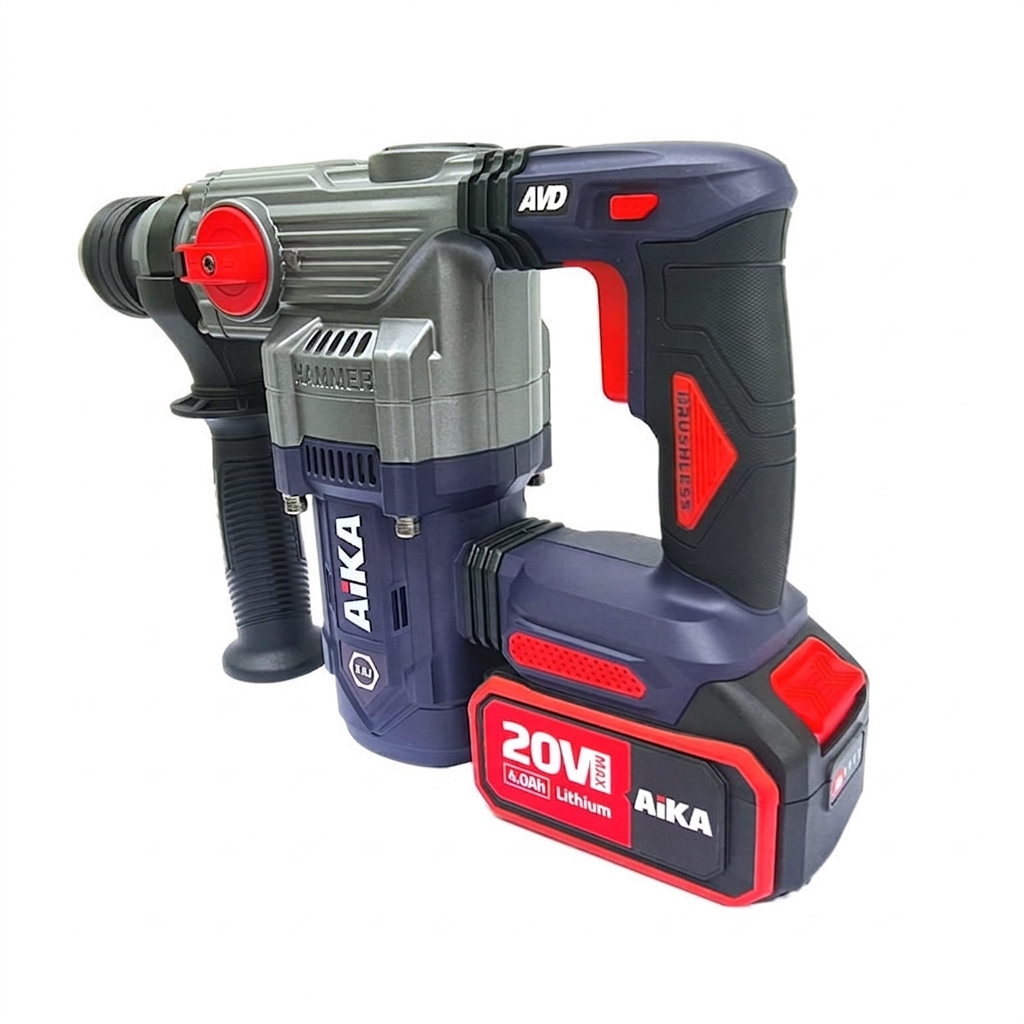 Martelete Perfurador Rompedor Aika 20V Brushless SDS-Plus 3,5J com 2 Baterias 4.0Ah Martelete Perfurador Rompedor Aika 20V Brushless SDS-Plus 3,5J com 2 Baterias 4.0Ah
