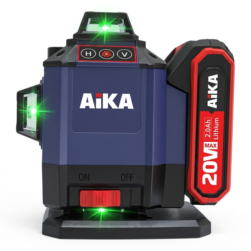 Nível a Laser Verde Aika 20V 16 Linhas 4D 360° com Bateria e Maleta