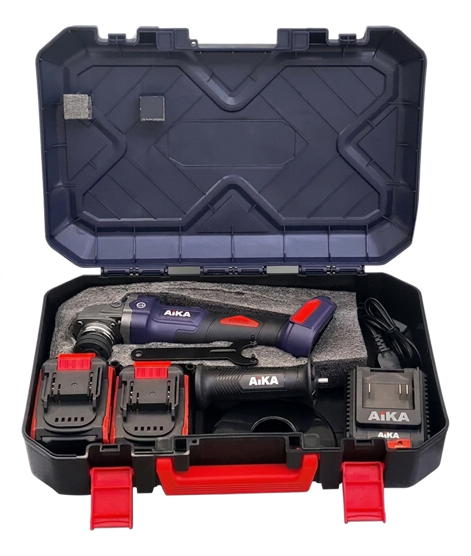 Esmerilhadeira Angular Aika 20V Brushless 115mm com 2 Baterias 4.0Ah Esmerilhadeira Angular Aika 20V Brushless 115mm com 2 Baterias 4.0Ah