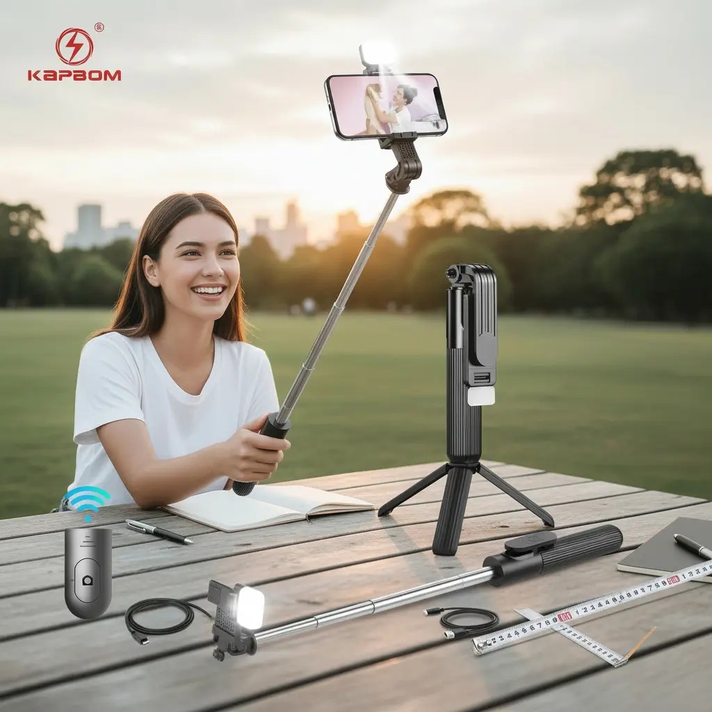 Tripé Bastão de Selfie 103cm com LED e Controle Bluetooth para Celular Tripé Bastão de Selfie 103cm com LED e Controle Bluetooth para Celular