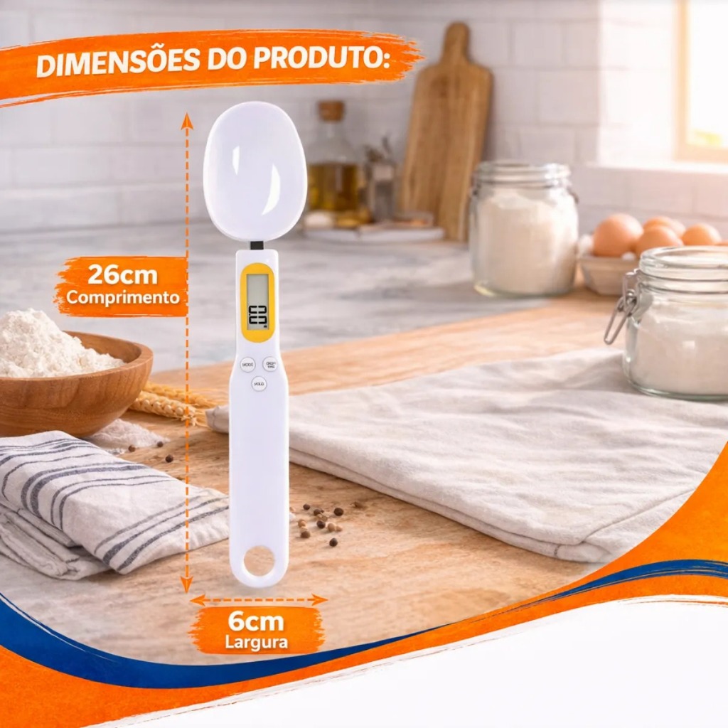 Colher Balança Digital 500g de Alta Precisão para Cozinha Café Whey e Temperos Colher Balança Digital 500g de Alta Precisão para Cozinha Café Whey e Temperos