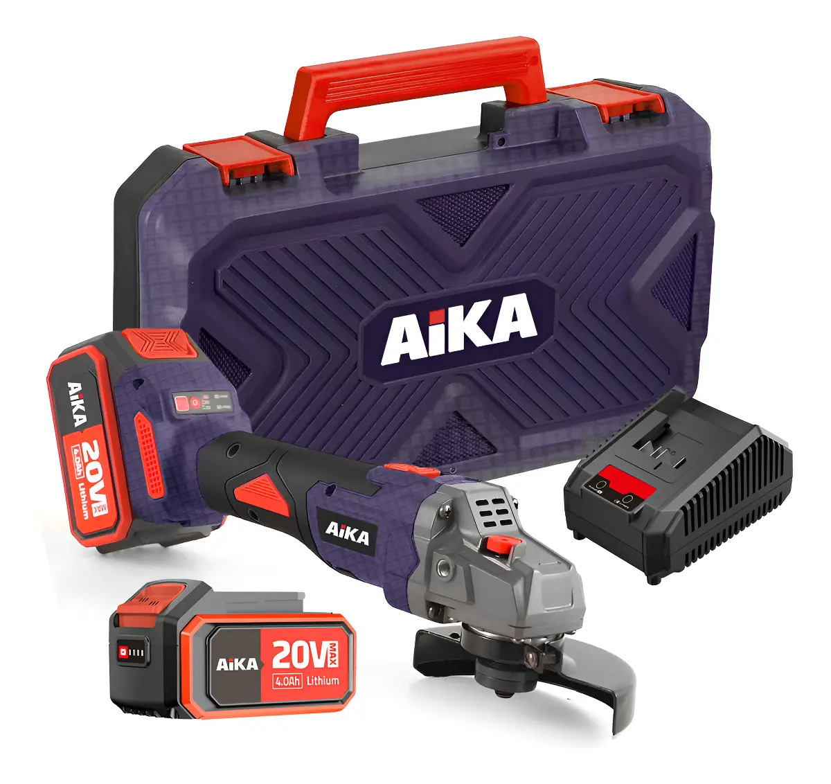 Esmerilhadeira Angular Aika 20V Brushless 115mm com 2 Baterias 4.0Ah Esmerilhadeira Angular Aika 20V Brushless 115mm com 2 Baterias 4.0Ah