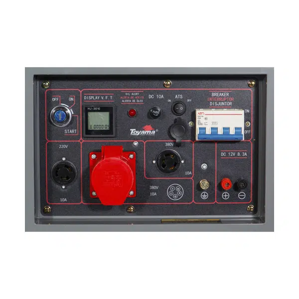 Gerador a Diesel Toyama ATS Ready 6,5 KVA 380V Trifásico 220V Monofásico Cabinado AVR Brushless Partida Elétrica Gerador a Diesel Toyama ATS Ready 6,5 KVA 380V Trifásico 220V Monofásico Cabinado AVR Brushless Partida Elétrica
