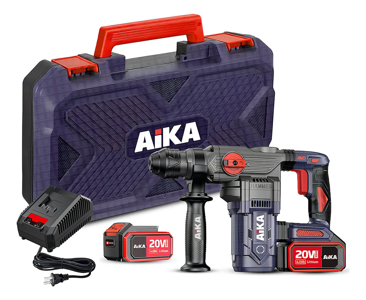 Martelete Perfurador Rompedor Aika 20V Brushless SDS-Plus 3,5J com 2 Baterias 4.0Ah Martelete Perfurador Rompedor Aika 20V Brushless SDS-Plus 3,5J com 2 Baterias 4.0Ah