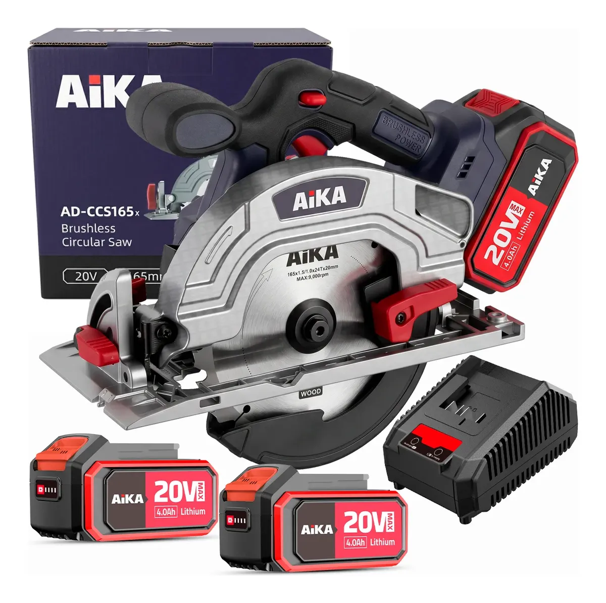 Serra Circular Aika 20V Brushless 165mm com 2 Baterias 4.0Ah